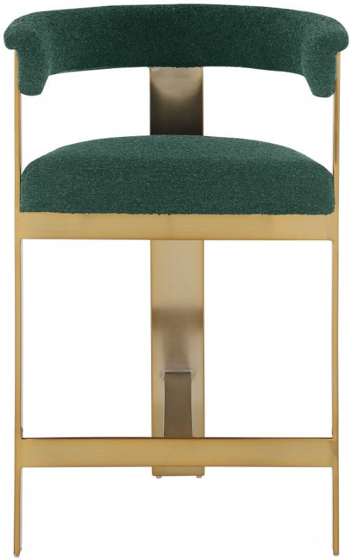 Meridian Furniture Romeo Green/Gold Upholstered Counter Stool-1