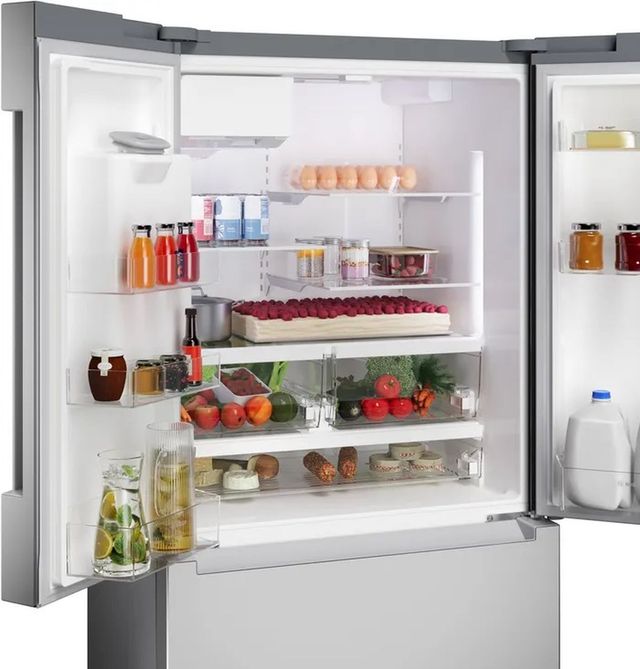 Bosch® 100 Series 36" 21.6 Cu. Ft. Anti-Fingerprint Stainless Steel Counter Depth French Door Refrigerator-2