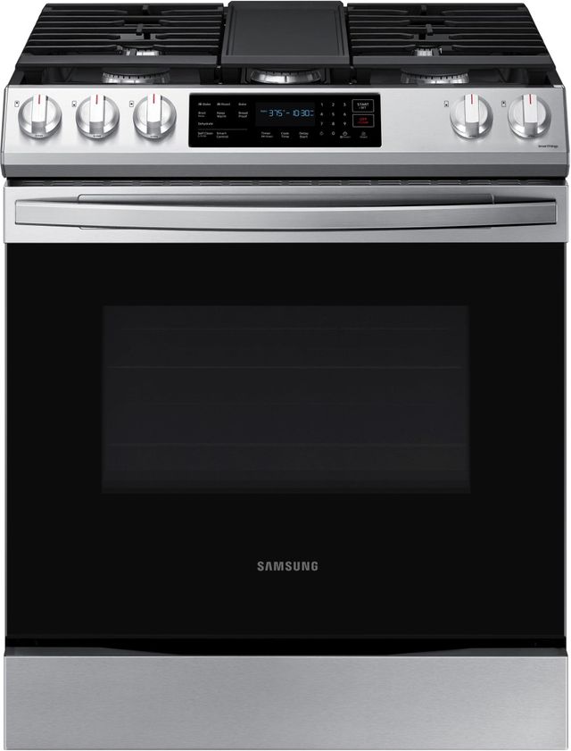 Samsung 30" Fingerprint Resistant Stainless Steel Front Control Slide-In Gas Range-0