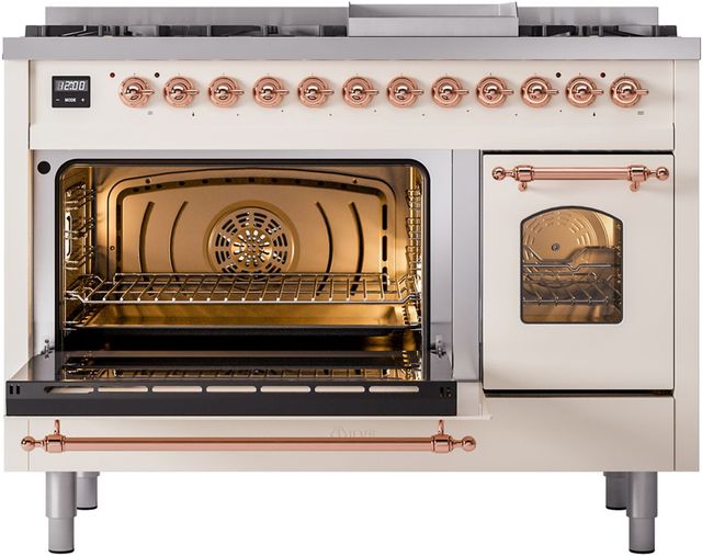 Ilve® Nostalgie II Series 48" Antique White Pro Style Dual Fuel Range-3