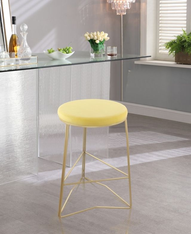 Meridian Furniture Tres Yellow Velvet Counter Stool-1