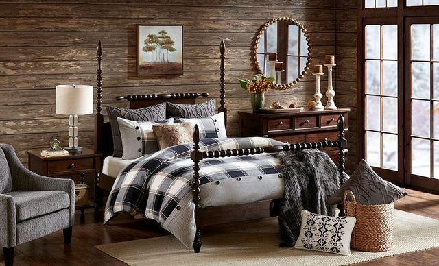 Olliix by Madison Park Signature Brown King Urban Cabin Cotton Jacquard Comforter Set-4
