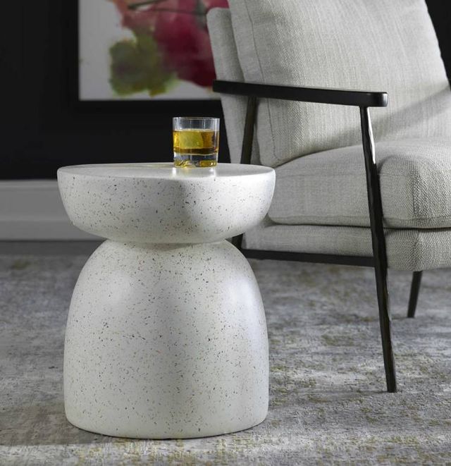 Uttermost® Inhale Matte White Accent Table-1