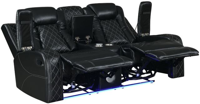 New Classic® Home Furnishings Orion II Black Dual Manual Reclining Loveseat-3