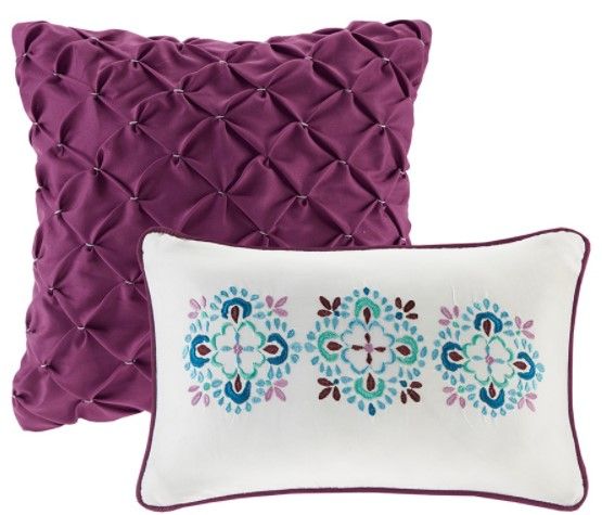 Olliix by Intelligent Design Joni Purple Twin/Twin XL Boho Reversible Coverlet Set-1
