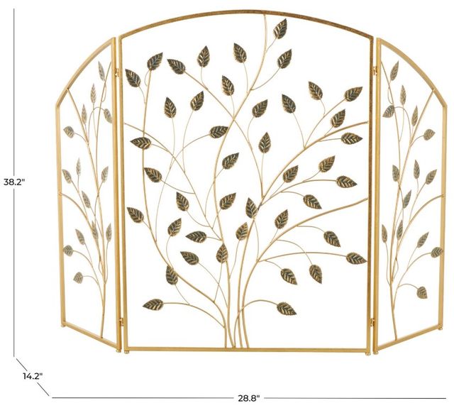 Deco Marche Gold Leaf Foldable 3-Panel Fireplace Screen-3