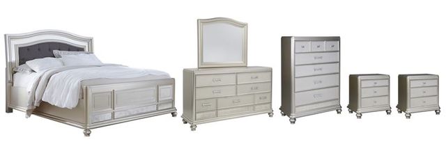 Signature Design by Ashley® Coralayne 6-Piece Silver California King Panel Bed Set-0