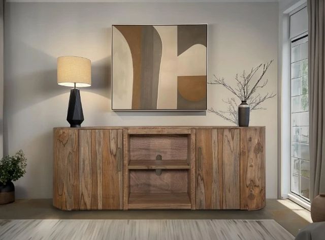 International Furniture Direct Balam Stained Brown TV Stand-1