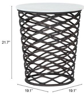 Zuo® Modern King White Side Table with Antique Black Steel Base-3