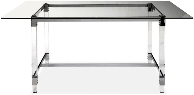 Mazin Furniture Lyrica Glass Top Rectangle Dining Table with Chrome Base -0