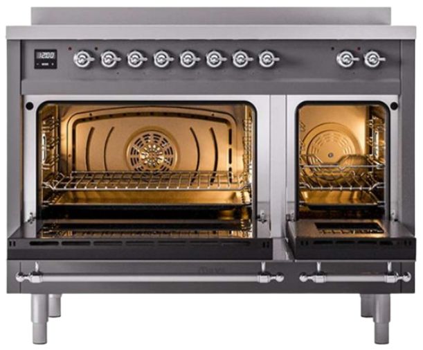 Ilve® Nostalgie II Series 48" Matte Graphite Pro Style Induction Range-0