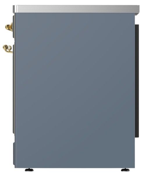Ilve® Majestic III 30" Blue Gray Pro Style Induction Range with Solid Door and Brass Trim-2