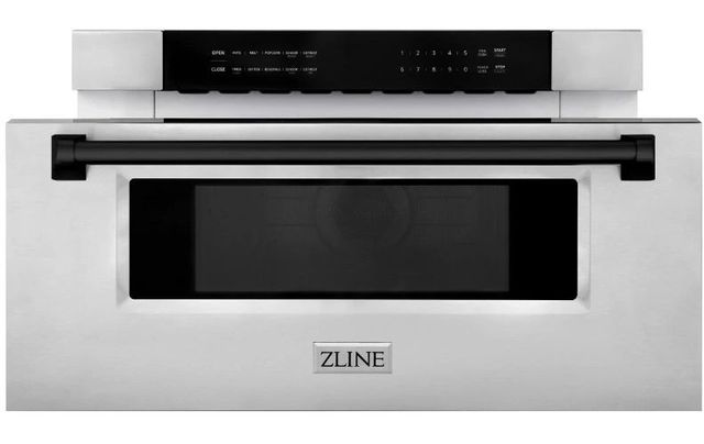 ZLINE Autograph Edition 1.2 Cu. Ft. Stainless Steel Microwave Drawer with Matte Black Accents-3