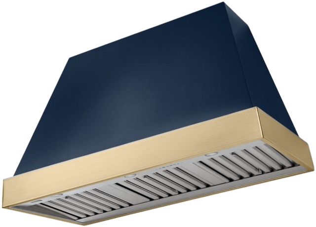 AGA Euclid 48" Indigo Wall Mounted Range Hood  with Brushed Brass Trim-0