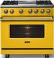 Viking® 5 Series 36" Daffodil Pro Style Dual Fuel (LP) Range with Brushed Brass Trim-2
