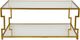Zeugma Imports Glass Top Rectangular Table with Gold Frame-3