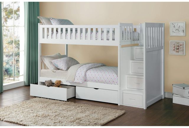 Homelegance® Galen White Youth Twin/Twin Storage Step Bunk Bed-1