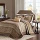 Olliix by Madison Park Brown/Gold Queen Bellagio 5 Piece Reversible Jacquard Bedspread Set-5