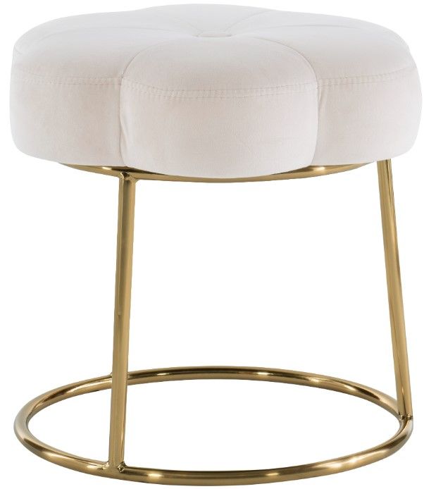Linon Flower White Vanity Stool-3