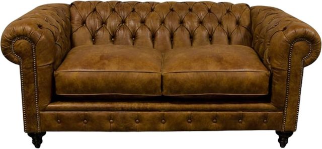 England Furniture Customizable Rondell Leather Loveseat with Nailhead Trim-0