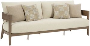 Earthline Dark Brown White Aluminum Fabric Outdoor Sofa