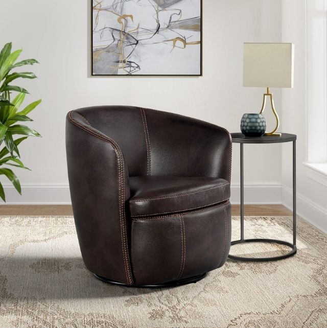 Elements International Vito Pebble Brown Swivel Chair-1