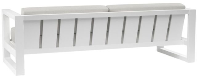 Sunset West Newport Satin White Aluminum Outdoor Sofa with Cast Silver Cushion-2