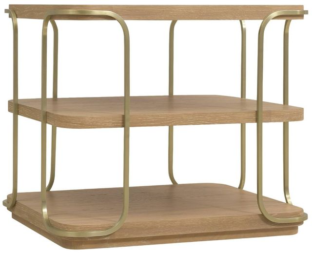 Hooker® Furniture Banyon Bay Desert Oak End Table with Brushed Brass Support-0