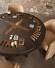 Four Hands Natural Brown Guanacaste Poker Table with Aged Metal Top-1