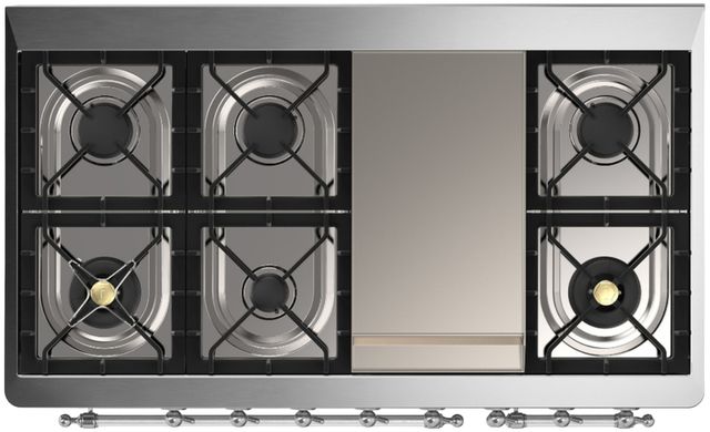 Ilve® Majestic III 48" Graphite Matte Pro Style Dual Fuel Natural Gas Range with Triple Glass Door and Chrome Trim-2