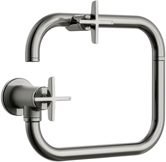 KOHLER® Billet® Vibrant Titanium Wall-Mount Pot Filler with Cross Handle-0