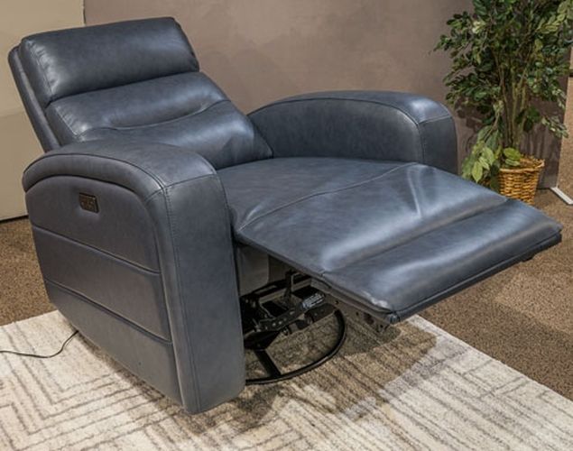 Signature Design by Ashley® Gruaro Indigo Leather Power Swivel Rocker Recliner-2