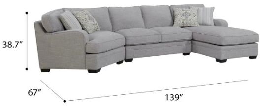 Emerald Home Analiese 3-Piece Light Gray Right-Arm Facing Sectional and Chaise-2