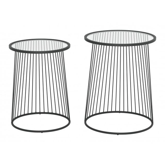 Zuo® Modern Shine 2-Piece Glass Top Nesting Tables with Black  Framework-1