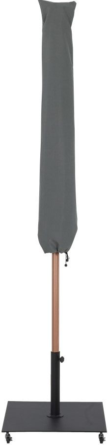 Meridian Furniture Amalfi Beige/Matte Black/Teak Aluminum Outdoor Patio Umbrella and Base-2
