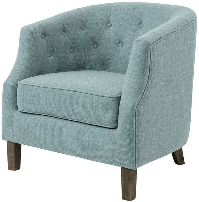 Olliix by Madison Park Dusty Aqua Ansley Chesterfield Barrel Chair-1