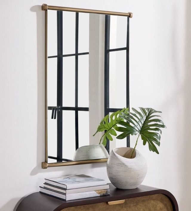 Uttermost® Scroll Antique Brass Rectangular Mirror-2