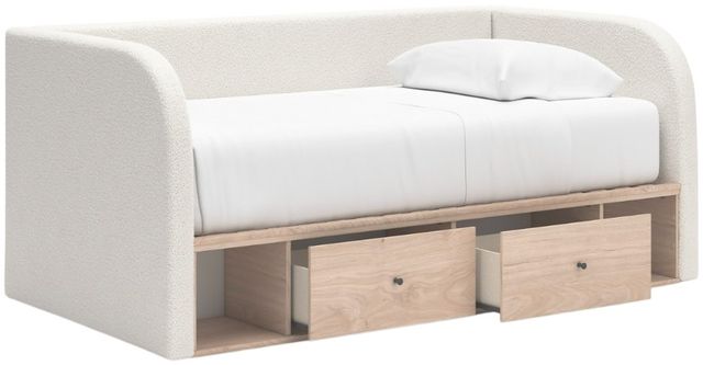 Signature Design by Ashley® Shapella Tan/White Youth Twin Upholstered Storage Day Bed-3