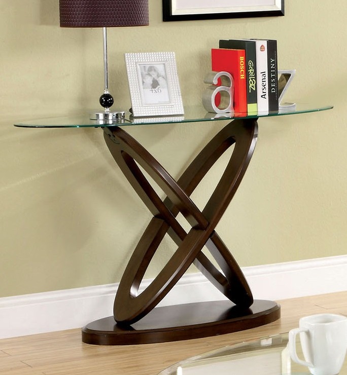Atwood Glass/Wood Oval Sofa Table - Thumbnail 4
