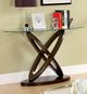 Furniture of America® Atwood II Glass Top Oval Sofa Table with Dark Walnut Base-2