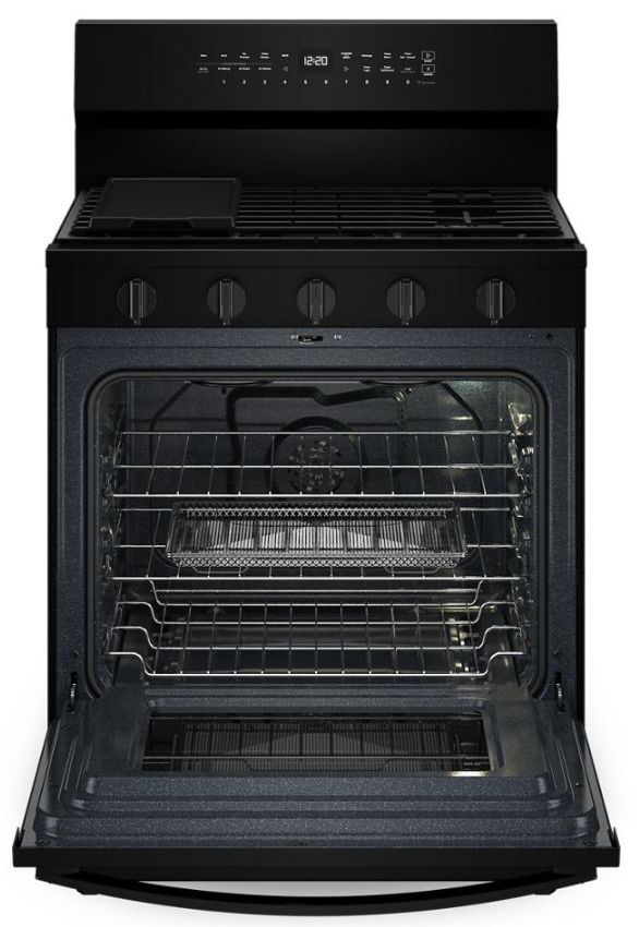 Whirlpool® 30" Black Freestanding Gas Range with Air Cooking Technology-1