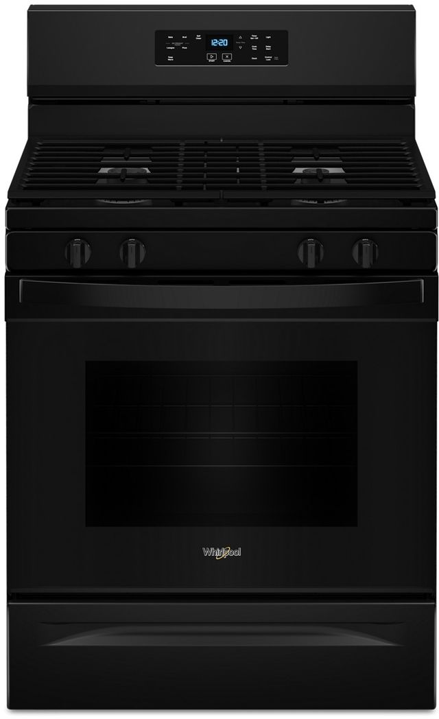 Whirlpool® 30" Black Freestanding Gas Range with Cast Iron Grates and No Preheat Mode-0