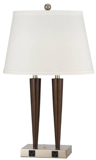 Cal® Lighting & Accessories Brushed Steel/Espresso/White Desk Lamp-0