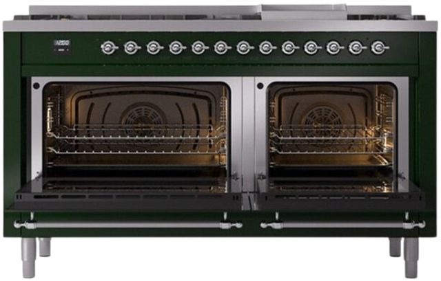 Ilve® Nostalgie II Series 60" Emerald Green Pro Style Dual Fuel Range-2