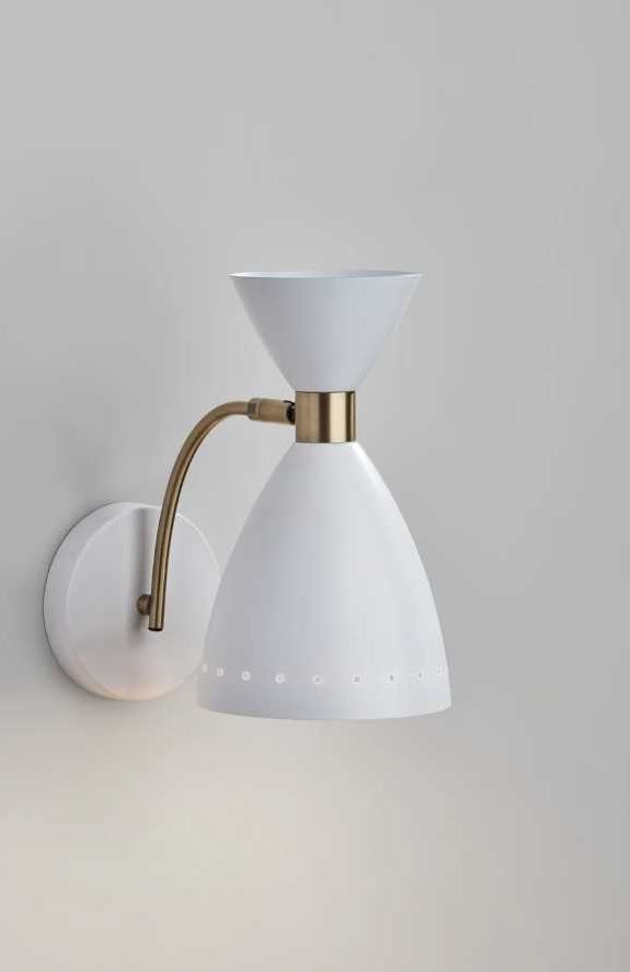 Adesso® Oscar Antique Brass/White Wall Light-3
