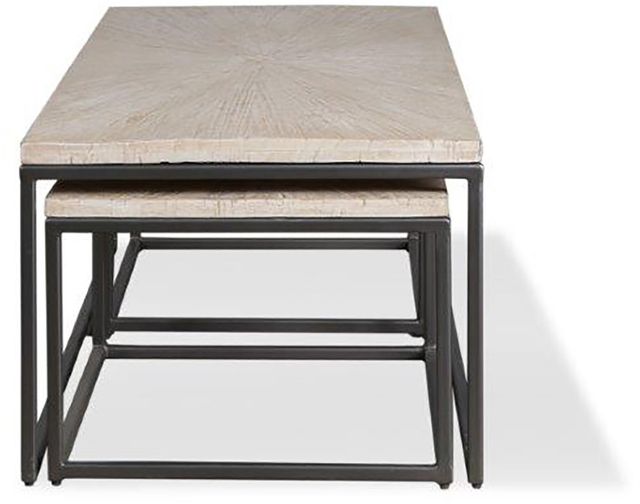 Parker House® Crossings Monaco Weathered Blanc Nesting Cocktail Nesting Tables with Black Metal Frame-3