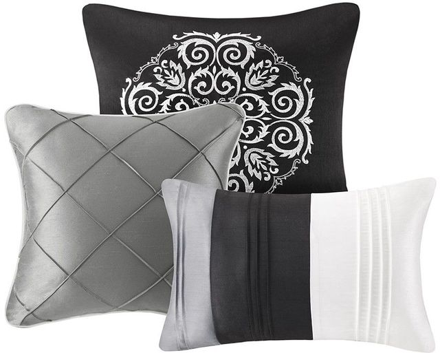 Olliix by Madison Park 7 Piece Grey Queen Blaire Comforter Set-2