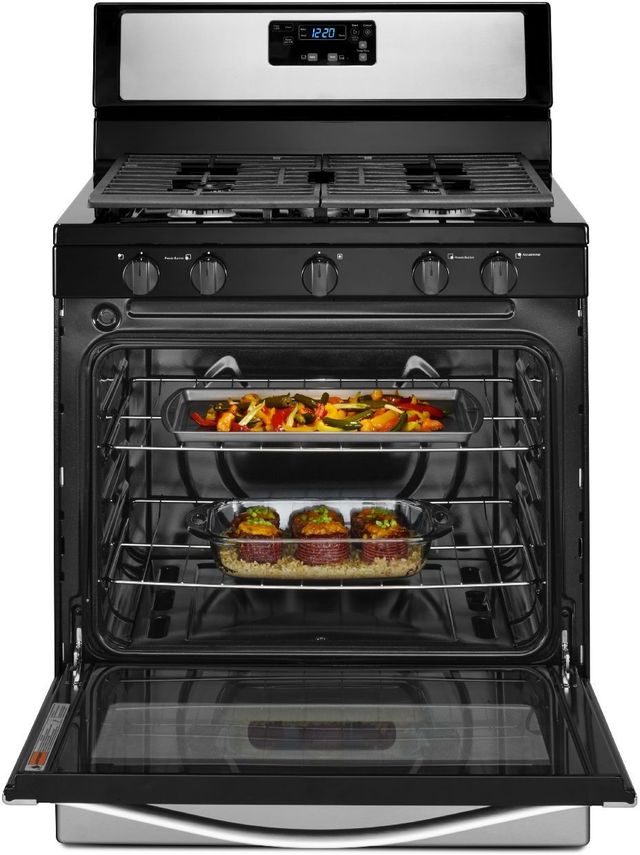 Whirlpool® 30" Black on Stainless Steel Free Standing Gas Range-4