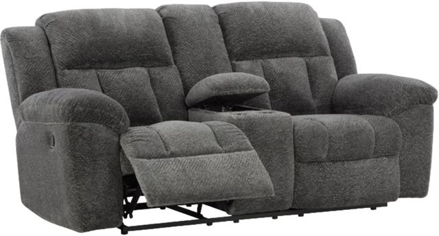 Signature Design by Ashley® Frohn Graphite Reclining Loveseat with Console-1