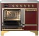 Ilve® Majestic III 40" Burgundy Pro Style Induction Range with Solid Door and Brass Trim-3